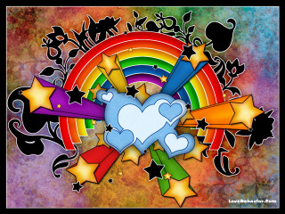 Colorful background stars heart rainbow - vivid color free wallpaper