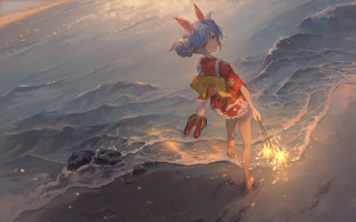 Girl redhat water fire magic - chen chun free wallpaper