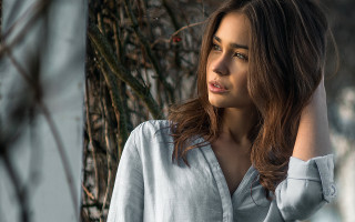 Woman hair wind nature outdoors - natural light free wallpaper