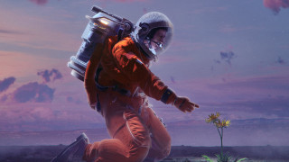 Orange space suit man flower - filip hodas free wallpaper