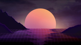 Sunset mountain grid fence synthwave - synthwave style free wallpaper