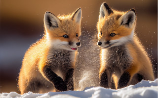 Fox snow starry night shiba - each others eye free wallpaper