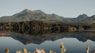 Mountain reflection lake trees bushes - a few bush free wallpaper