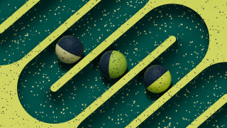 Green yellow balls speckled surface - kinetic pointillism free wallpaper