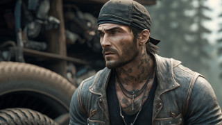 Tattooed man leather jacket tires - unreal engine free wallpaper for desktop