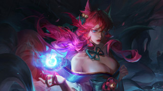 Pink haired fox vastaya glowing - ball free wallpaper for desktop