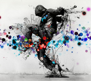 Skateboard city colorful circles rider - a skateboard free wallpaper for tablet