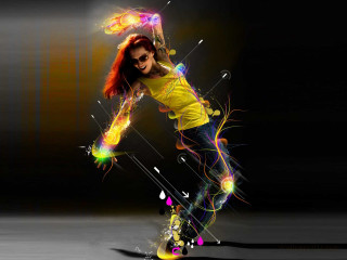 Dancing woman colorful lights body - she free wallpaper for desktop