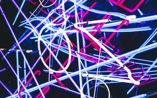 Neon wires wall black blue - cerith wyn evans free wallpaper