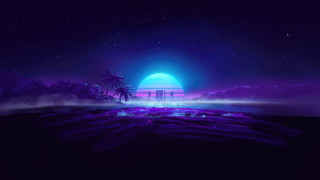 Futuristic landscape night city palm - a futuristic landscape free wallpaper