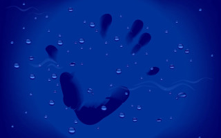 Blue water drops handprint underwater - the bottom free wallpaper for desktop