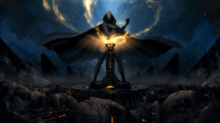 Man giant statue dark room - afrofuturism free wallpaper for desktop