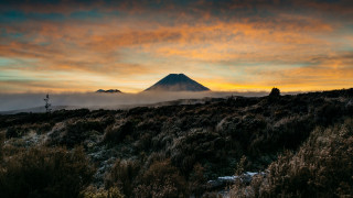 Mountain clouds forest dusk horizon - a cloud free wallpaper