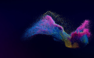 Colorful substance flying 3d generative - a blue sky behind free wallpaper