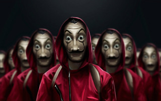 Masked redhoodies group 3d concept - mask free wallpaper for desktop