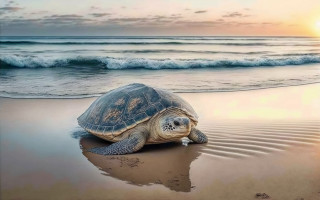 Turtle beach sunset ocean waves - a turtle free wallpaper