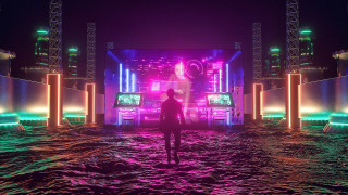 Flooded man tv neon cyberpunk - cyberpunk art free wallpaper