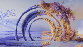 Purple yellow tree field kinetic - kinetic free wallpaper