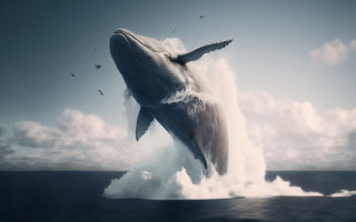 Whale jumping out water rayonism 2 - a whale free wallpaper