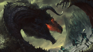 Dragon attack dark city red - a dark city free wallpaper