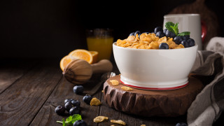 Cereal blueberries orange slices wooden - blueberry free wallpaper