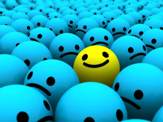 Yellow smiley blue balls black 2 - a yellow smiley face free wallpaper