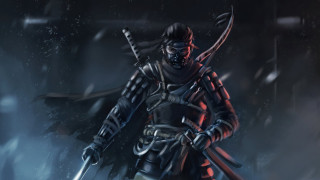 Snowy samurai armor sword night - a snowy area free wallpaper