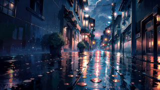 City street night rain potted - rain free wallpaper for desktop
