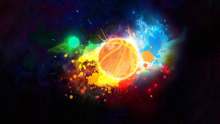 Basketball colorful explosion smoke black - a basketball ball free wallpaper