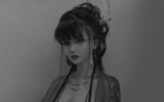 Gothic woman veil necklace black - art station free wallpaper