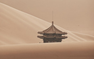 Tall building desert sand dunes - sand free wallpaper