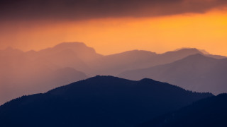 Mountain range sunset clouds orange - sky free wallpaper