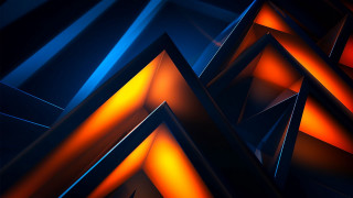Abstract shapes blue background orange - angular free wallpaper for desktop