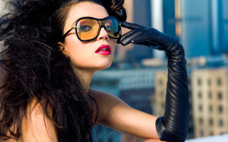Woman glasses city skyscrapers fashion - skyscraper free wallpaper