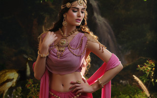 Pink waterfall woman jewelry fashion - a pink outfit free wallpaper