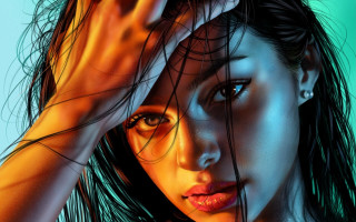 Woman hair blowing digital painting - artgerm free wallpaper