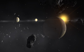 Space planets sun star aurora 3 - a group of planets free wallpaper