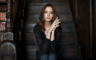 Woman staircase black shirt jeans - a stair case free wallpaper