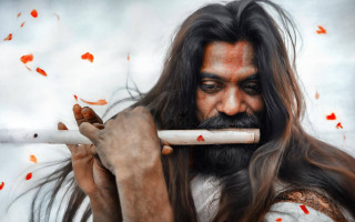 Long haired man smoking leaves - red leaf free wallpaper for desktop
