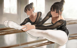Ballet posing blackleotard whitestockings artiststyle - artgerm free wallpaper