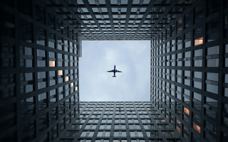 Plane building sky grid architecture - tall building free wallpaper