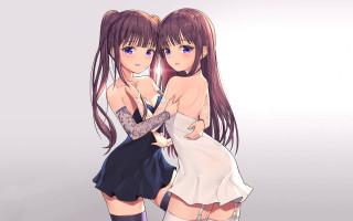 Tattooed girls hugging dress anime - tattoo free wallpaper