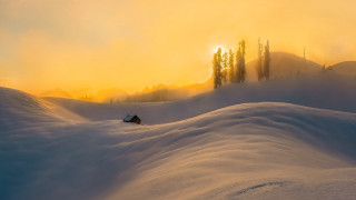 Skiing dawn sunset clouds horizon - the cloud free wallpaper
