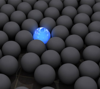 Blue ball gray balls black - free 3d render wallpaper for tablet