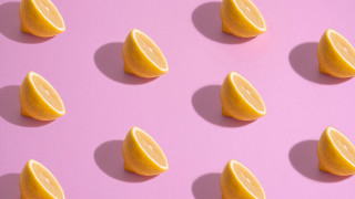 Orange slices pink surface shadow - a pink surface free wallpaper