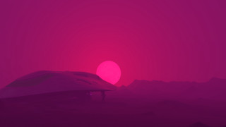 Pink sunset plane mountains foothill - synthwave style free wallpaper