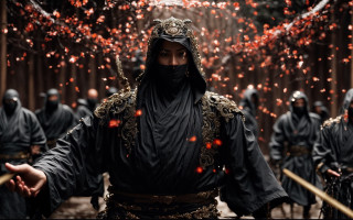 Black outfit sword group christmas - dai jin free wallpaper