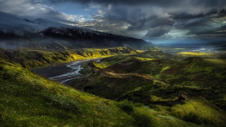 Valley river mountains darksky naturalism - a view of a valley free wallpaper