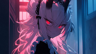 Anime demon hair red eyes - dragon art free wallpaper