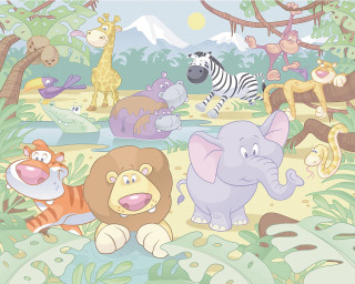 Animals grass jungle mountain group - a group of animals free wallpaper